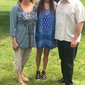 Blue Aztec Flowy Mini Dress
